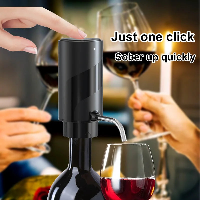 just one click to use this wine decanter