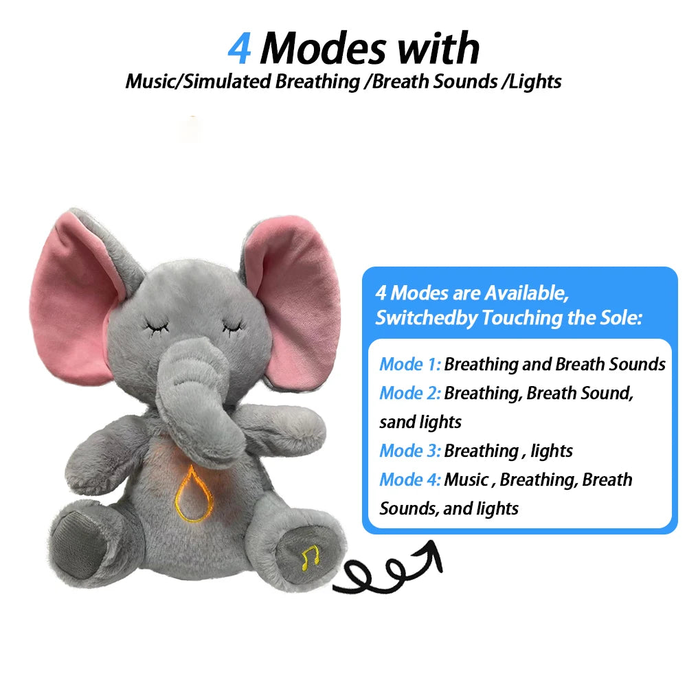elephant soothing musical plush toy