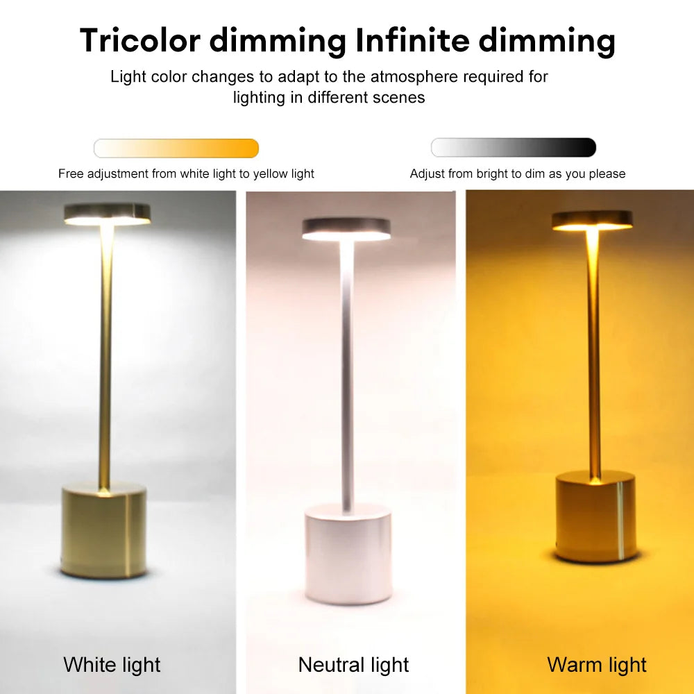 Tricolor dimming feature of a lamp with white, neutral, and warm light options.