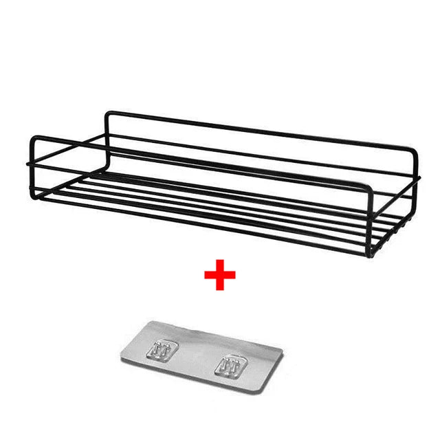 metal black spice rack with hanging hooks