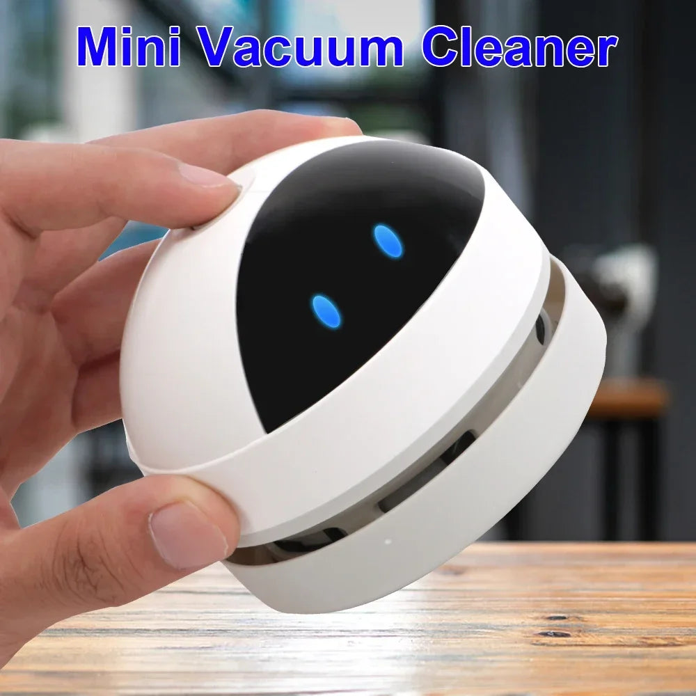 close up of mini desktop vacuum cleaner