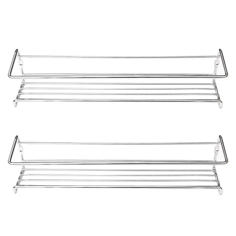Set of two chrome metal wall-mounted spice racks