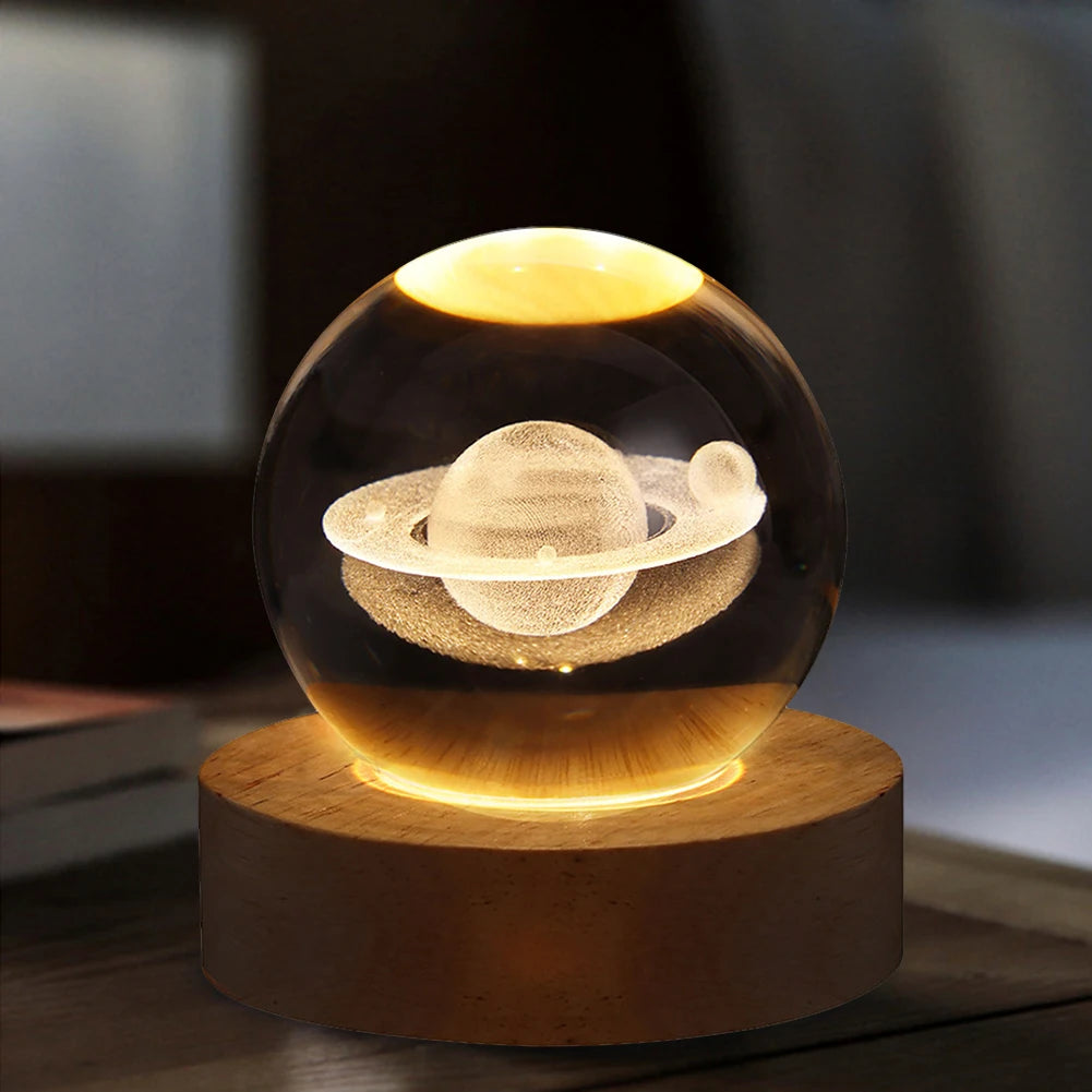 saturn 3D Crystal Ball Night Light