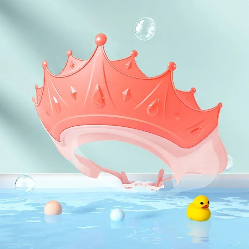 pink crown baby shower cap