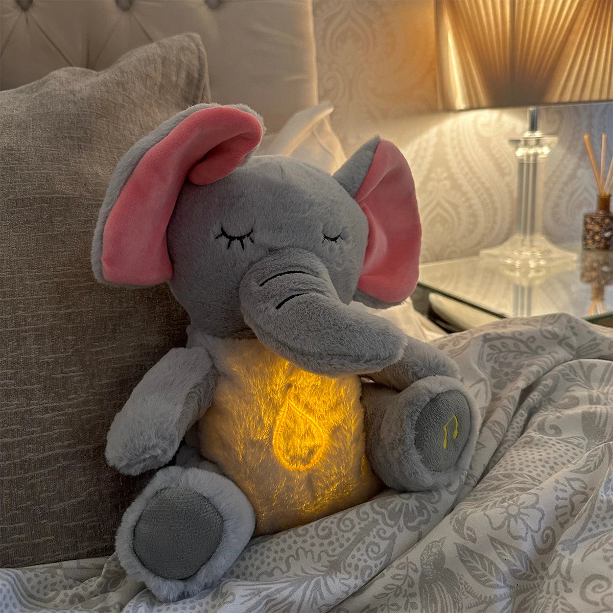 elephant soothing musical plush toy