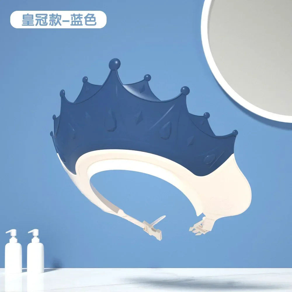 blue crown baby shower cap