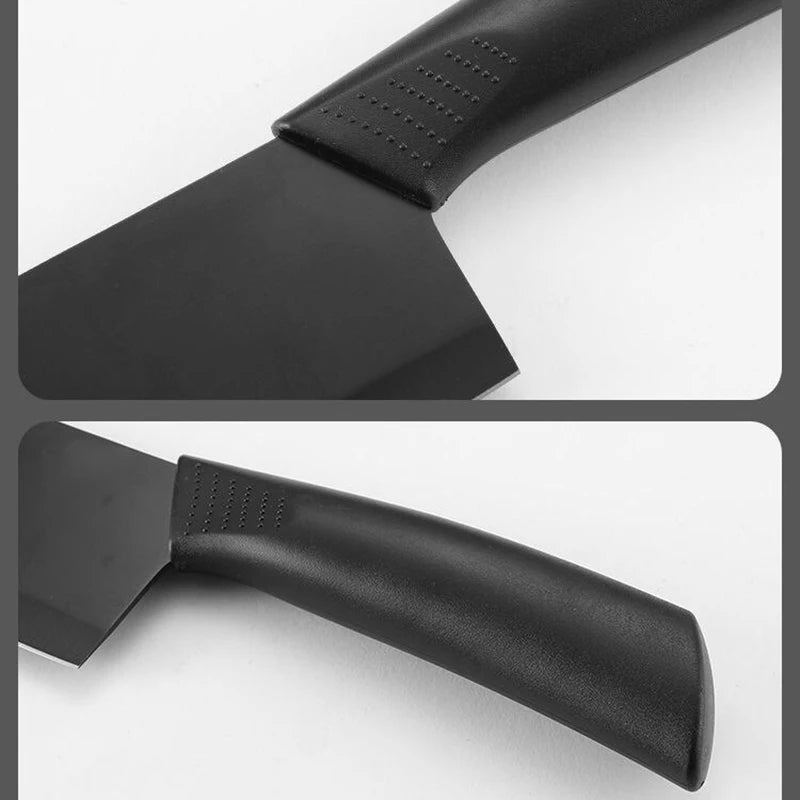 handle of black stainless steel kitchen knives