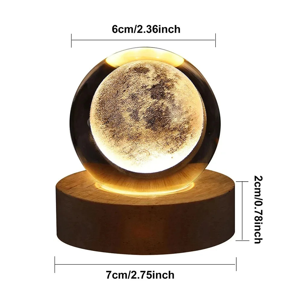 dimensions of the 3D Crystal Ball Night Light
