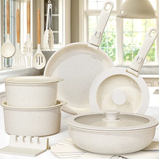 21 Piece Pots and Pans Set Non-Stick, Ceramic Cookware Set With Removable Handles