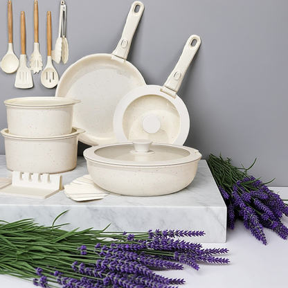 21 Piece Pots and Pans Set Non-Stick, Ceramic Cookware Set With Removable Handles
