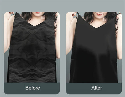 before and after of a wrinkled shirt 