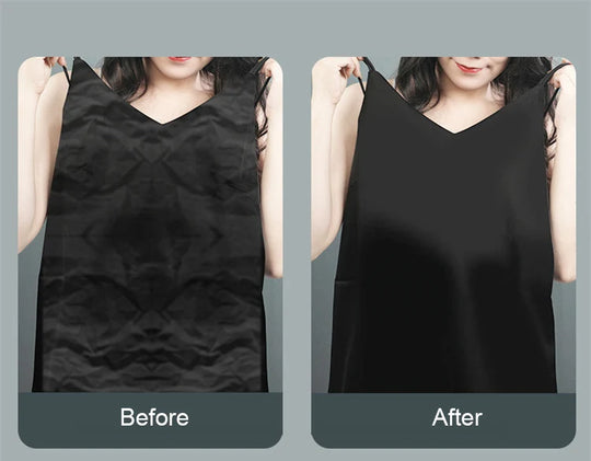 before and after of a wrinkled shirt 