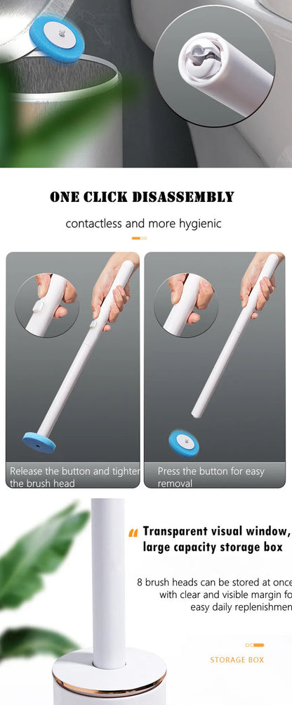 one click disassembly of disposable toilet brush