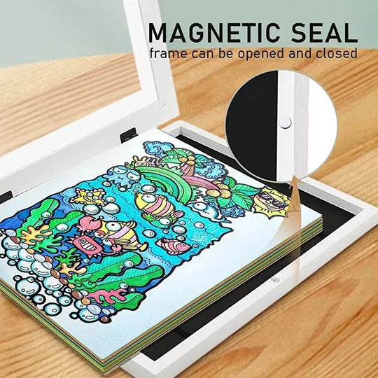 magnetic seal on our kids changeable art frame