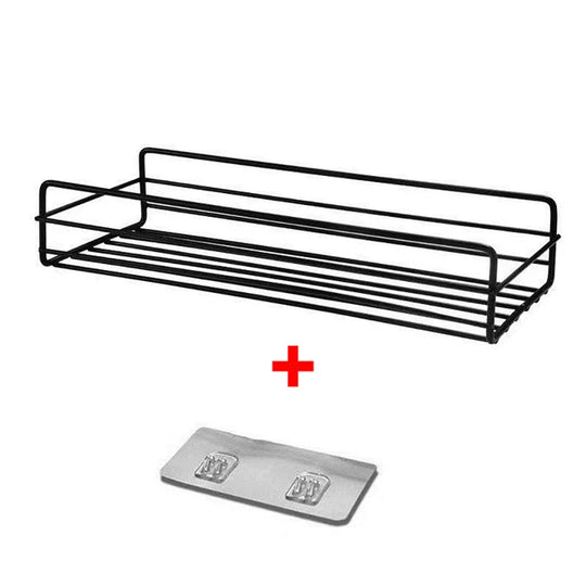 metal black spice rack with hanging hooks