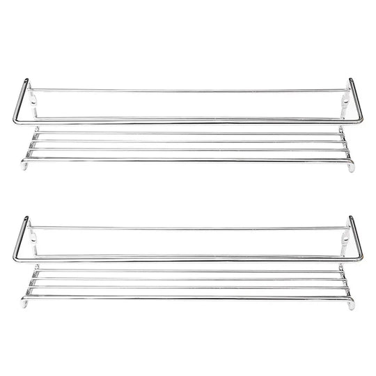 Set of two chrome metal wall-mounted spice racks