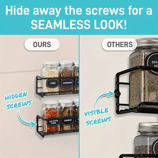 Comparison of spice rack designs with hidden screws vs. visible screws