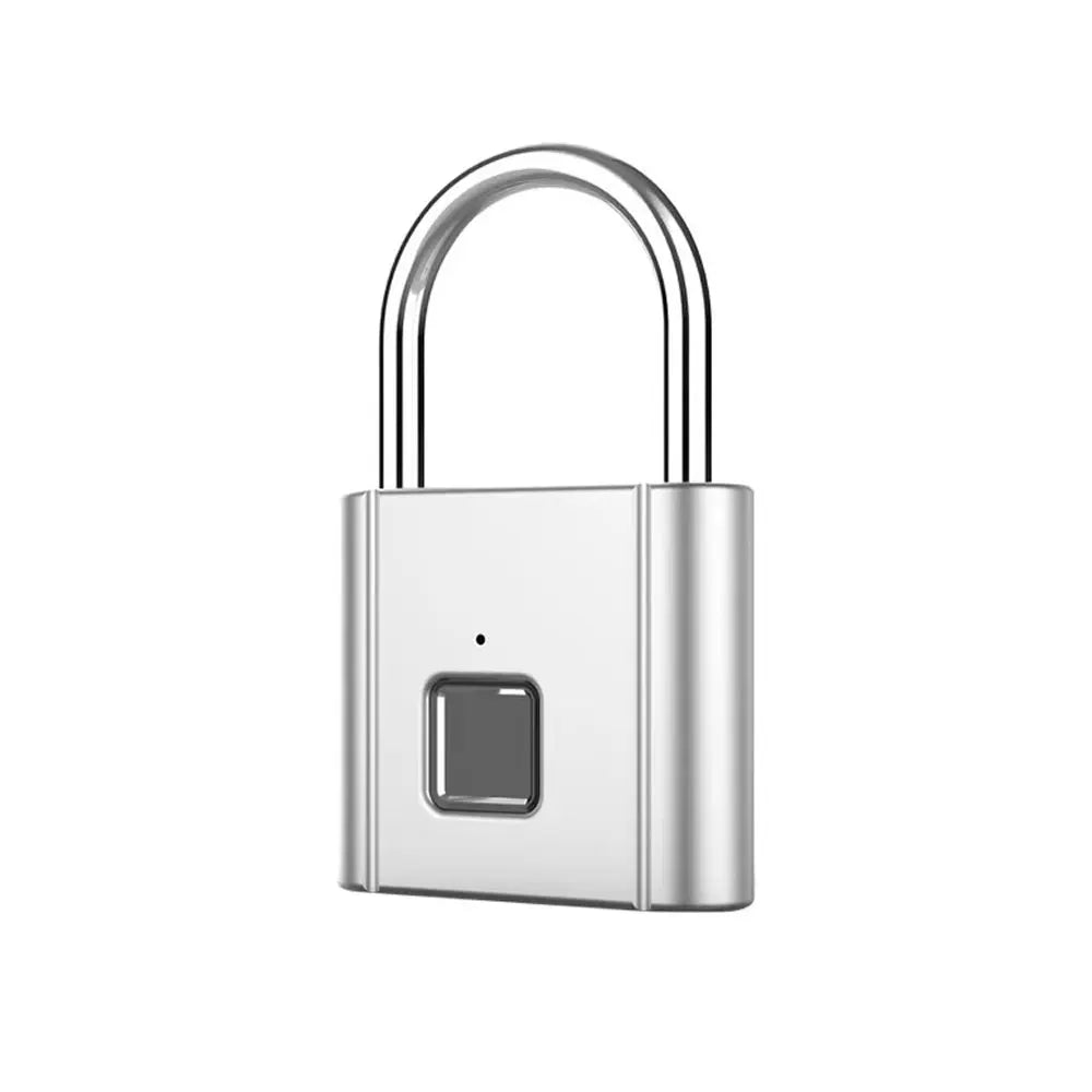 silver fingerprint padlock
