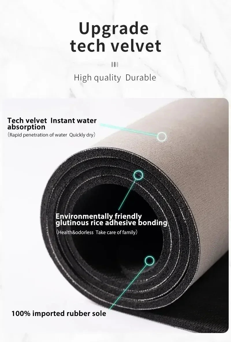 bathroom mat with text highlighting features on a white background