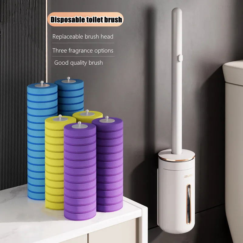 Disposable toilet brush set