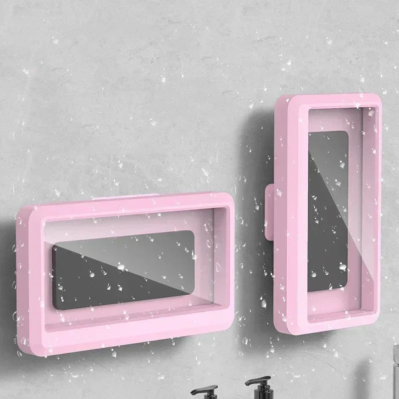 pink Waterproof rotating shower phone holder 