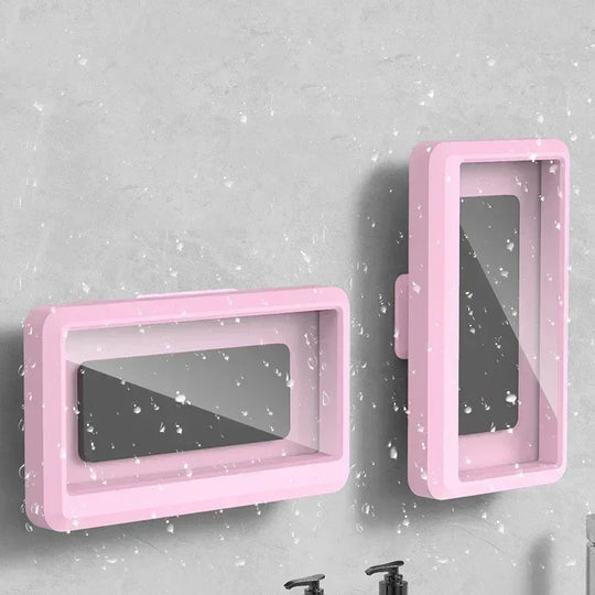 pink Waterproof rotating shower phone holder 