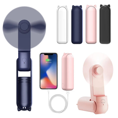 Portable Mini Handheld Fan - USB Rechargeable with Power Bank