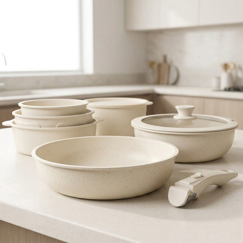 21 Piece Cookware Set Non-Stick, Ceramic With Removable Handles