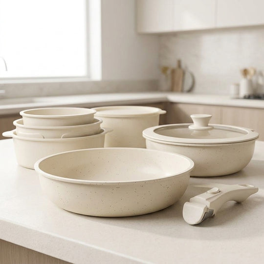 21 Piece Cookware Set Non-Stick, Ceramic With Removable Handles