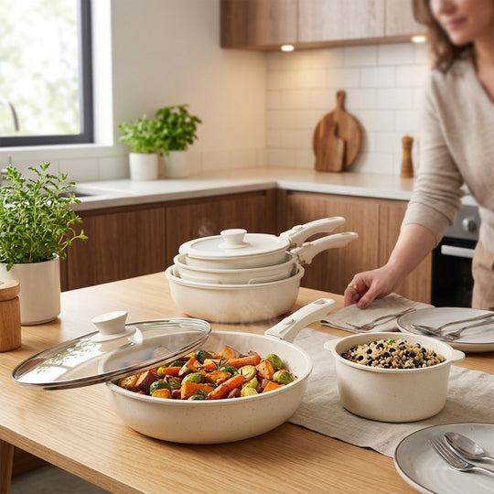 21 Piece Cookware Set Non-Stick, Ceramic With Removable Handles