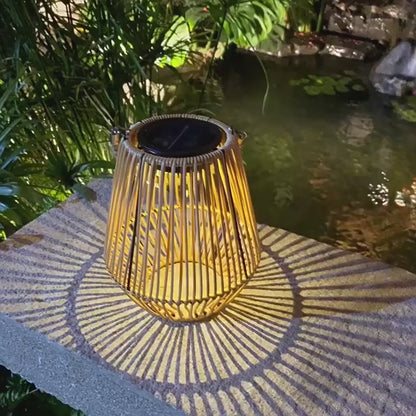 Rattan Solar Lantern - Outdoor/Indoor Waterproof Lamp